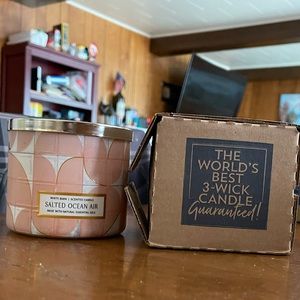 NWT Bath & Body Works 3-Wick Candle SALTED OCEAN AIR White Barn